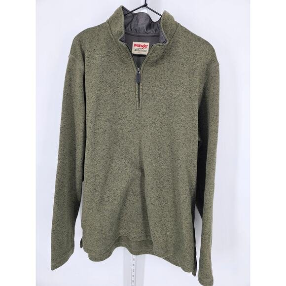 Wrangler Mens Sz L 1/4 Zip Pullover Jacket Sweatshirt Army Green - Picture 1 of 4